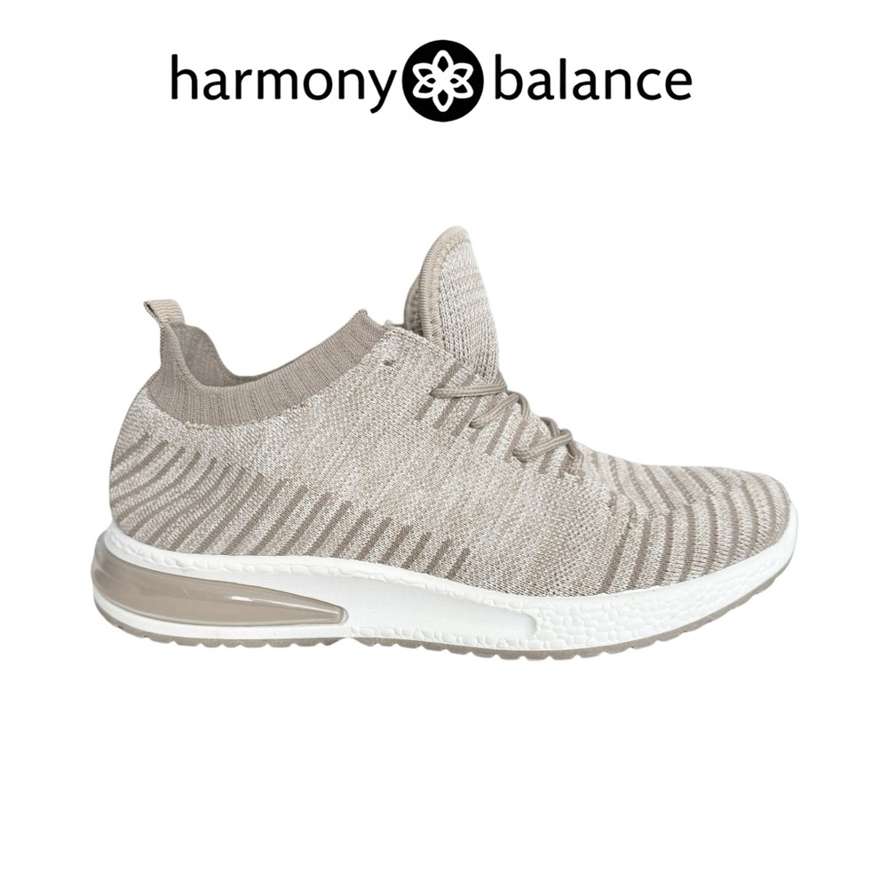 Harmony Balance Jolly Knitted Athletic Walking Shoe, Beige / Taupe, Size 6.5